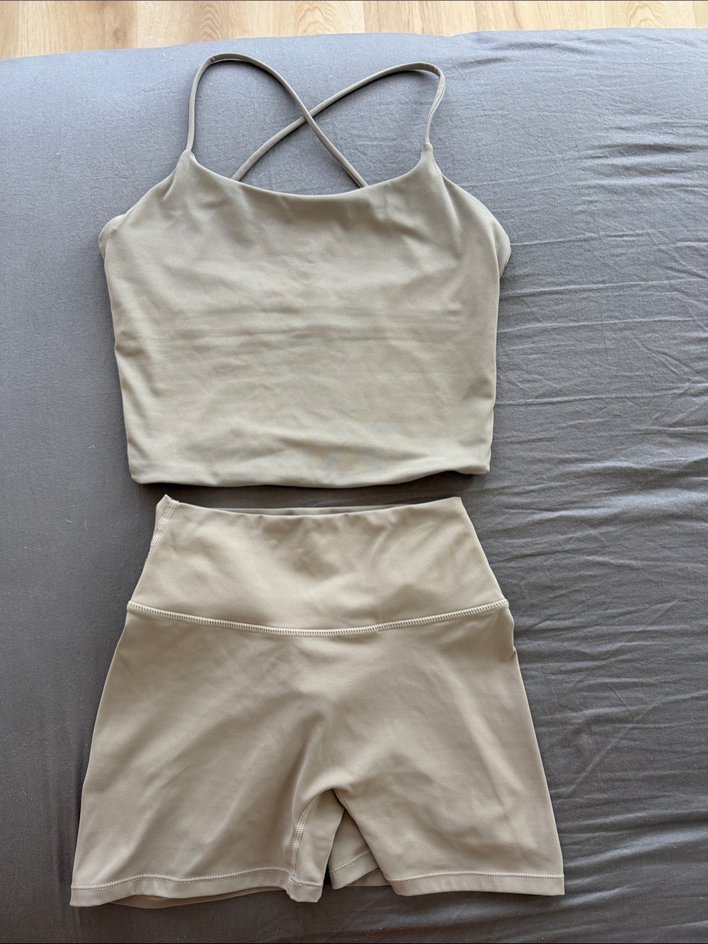 CSB Freedom Sculpt Tank + Scrunch Shorts 4" | Almond